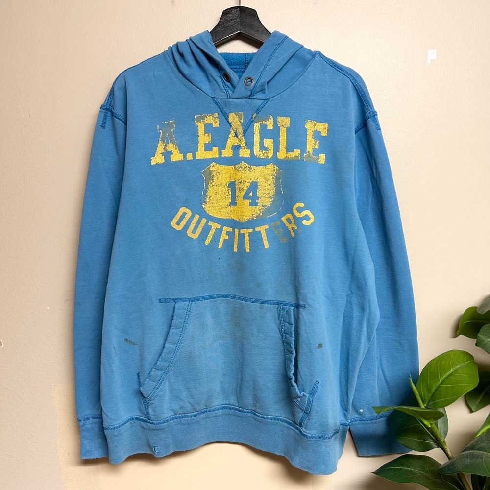 American Eagle Outfitters UNC Blue Y2K Vintage Athletic Hoodie Mens XL